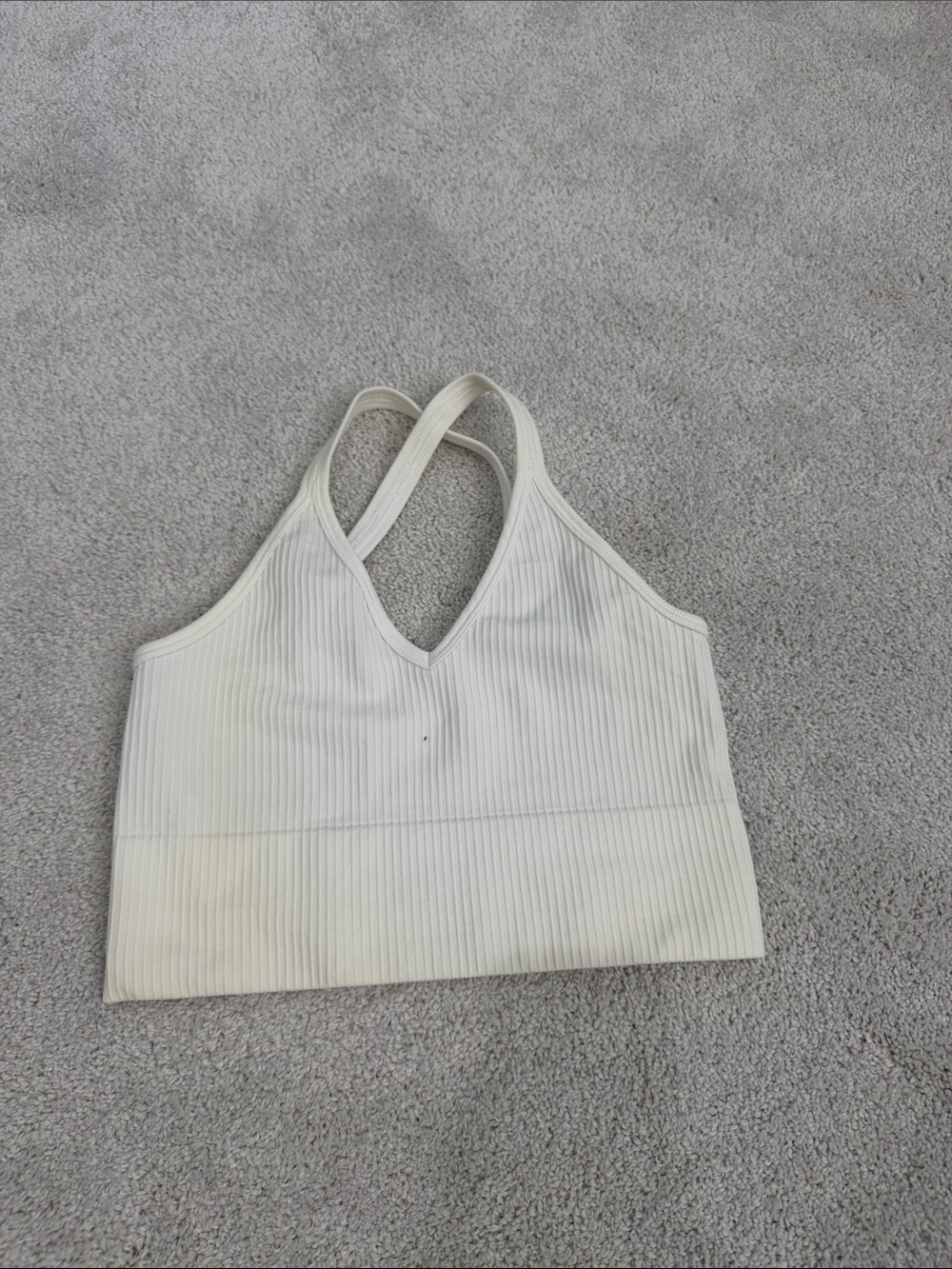 Women's Ribbed Crossback Crop Tank Top - Cream